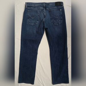 Hudson Mens Jeans 38x31.5 Byron Pocket Straight Leg Stretch Blue Logo